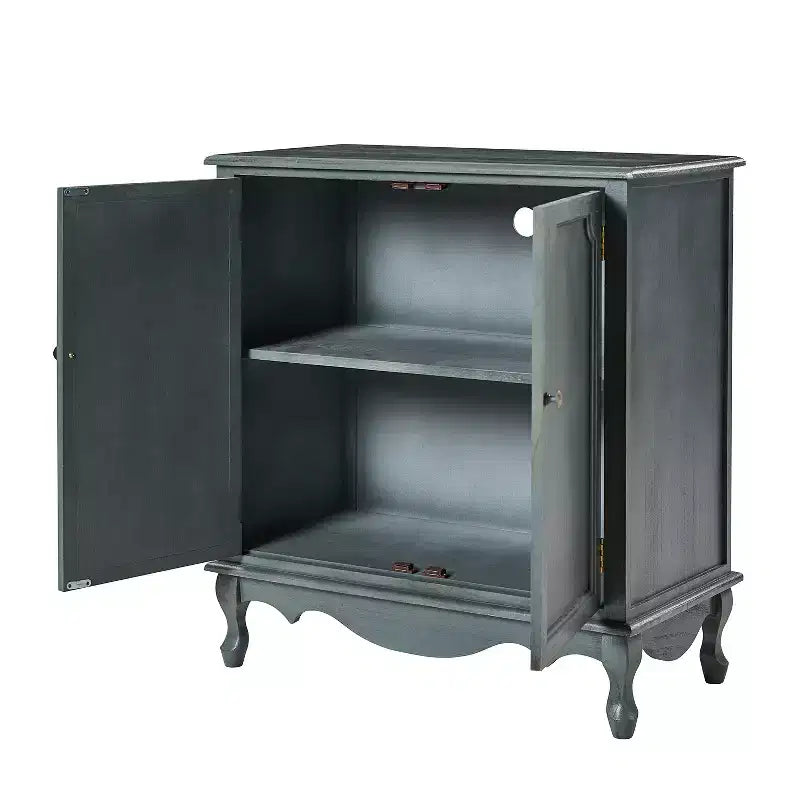 Ensemble de 2 armoires d'appoint de style rustique à 2 portes avec pieds réglables et gestion des câbles