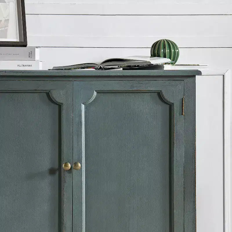 Ensemble de 2 armoires d'appoint de style rustique à 2 portes avec pieds réglables et gestion des câbles