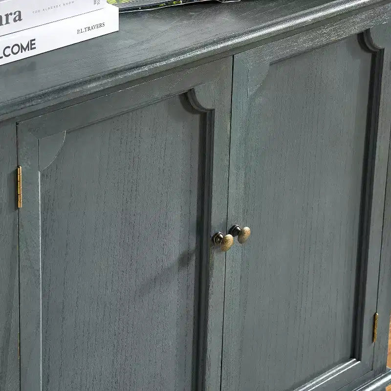 Ensemble de 2 armoires d'appoint de style rustique à 2 portes avec pieds réglables et gestion des câbles