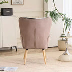 Fauteuil d'appoint à oreilles en patchwork, pieds en bois d'hévéa, capacité de 150 kg