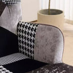 Fauteuil d'appoint à oreilles en patchwork, pieds en bois d'hévéa, capacité de 150 kg