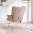 Fauteuil d'appoint à oreilles en patchwork, pieds en bois d'hévéa, capacité de 150 kg