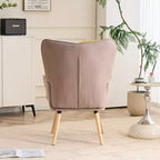 Fauteuil d'appoint à oreilles en patchwork, pieds en bois d'hévéa, capacité de 150 kg