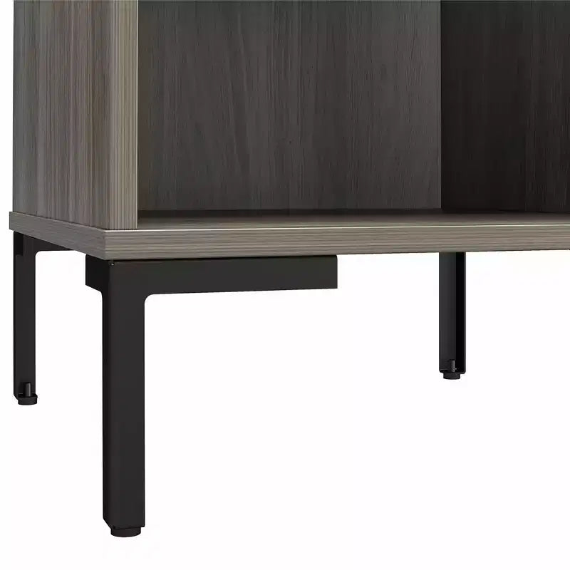 Table de chevet rustique en chêne vieilli avec tiroir et étagère ouverte, MDF et pieds en métal, 45 x 45 x 66 cm