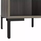 Table de chevet rustique en chêne vieilli avec tiroir et étagère ouverte, MDF et pieds en métal, 45 x 45 x 66 cm