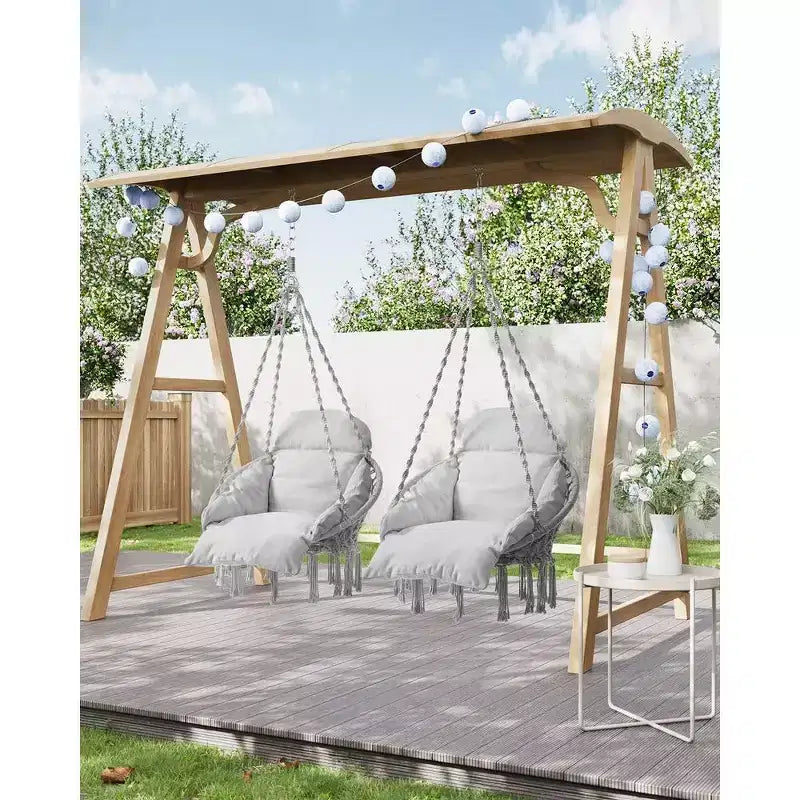 SONGMICS Chaise Suspendue, Chaise Hamac avec Grand Coussin Épais, Chaise Balançoire Bohème