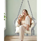 SONGMICS Chaise Suspendue, Chaise Hamac avec Grand Coussin Épais, Chaise Balançoire Bohème