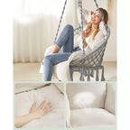 SONGMICS Chaise Suspendue, Chaise Hamac avec Grand Coussin Épais, Chaise Balançoire Bohème
