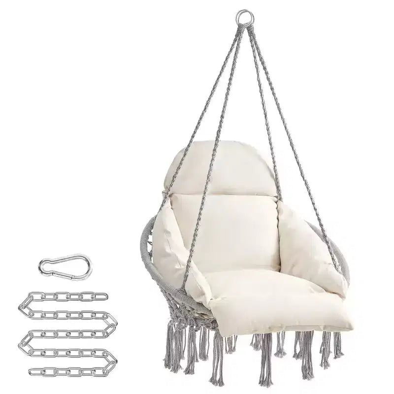 SONGMICS Chaise Suspendue, Chaise Hamac avec Grand Coussin Épais, Chaise Balançoire Bohème