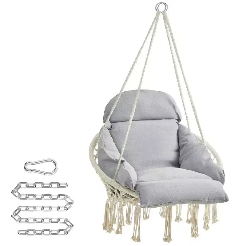 SONGMICS Chaise Suspendue, Chaise Hamac avec Grand Coussin Épais, Chaise Balançoire Bohème