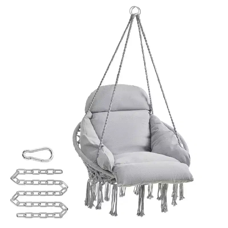 SONGMICS Chaise Suspendue, Chaise Hamac avec Grand Coussin Épais, Chaise Balançoire Bohème