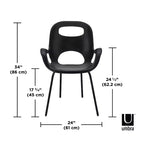 Chaise de salle à manger empilable, dossier incurvé, assise en polypropylène et pieds en acier, supporte 113 kg
