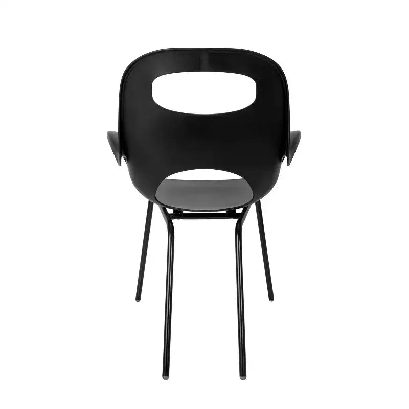 Chaise de salle à manger empilable, dossier incurvé, assise en polypropylène et pieds en acier, supporte 113 kg