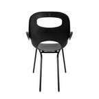 Chaise de salle à manger empilable, dossier incurvé, assise en polypropylène et pieds en acier, supporte 113 kg