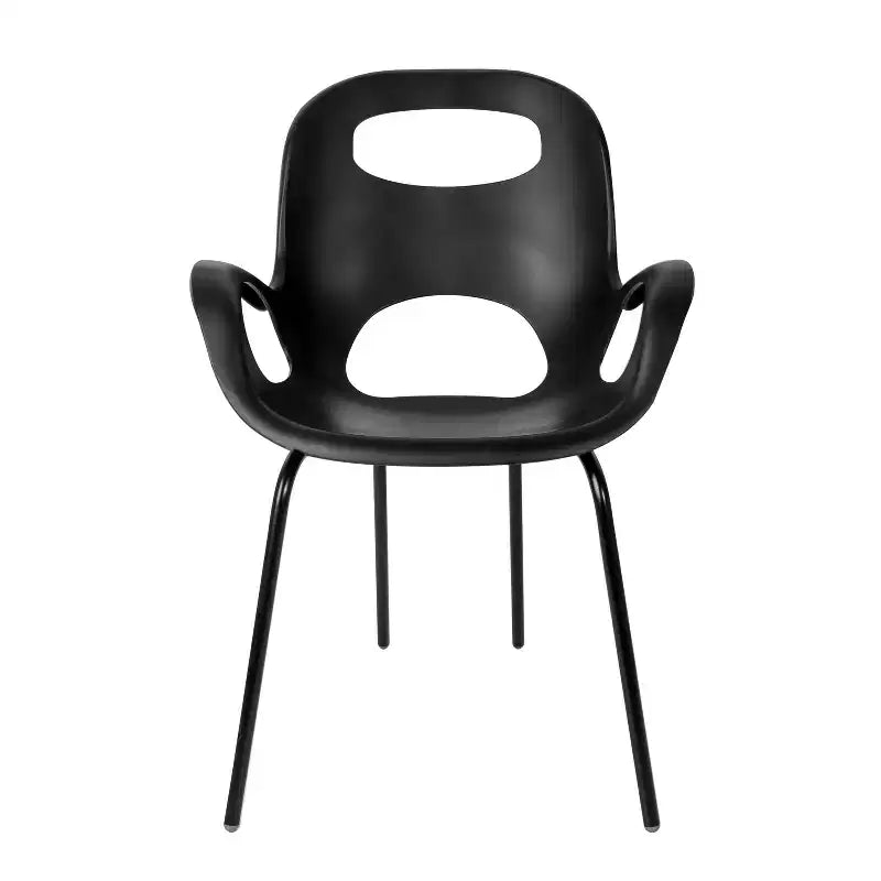 Chaise de salle à manger empilable, dossier incurvé, assise en polypropylène et pieds en acier, supporte 113 kg