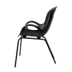 Chaise de salle à manger empilable, dossier incurvé, assise en polypropylène et pieds en acier, supporte 113 kg