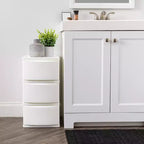 Commode de rangement en plastique à 3 tiroirs, autoportante, blanche, 30,78 x 39,67 x 62,23 cm
