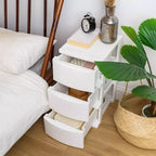 Commode de rangement en plastique à 3 tiroirs, autoportante, blanche, 30,78 x 39,67 x 62,23 cm