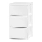 Commode de rangement en plastique à 3 tiroirs, autoportante, blanche, 30,78 x 39,67 x 62,23 cm