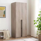 Armoire penderie 2 portes 4 étagères avec tringle et dispositif anti-basculement, 80 x 58 x 213 cm