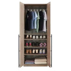 Armoire penderie 2 portes 4 étagères avec tringle et dispositif anti-basculement, 80 x 58 x 213 cm