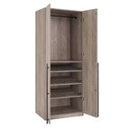 Armoire penderie 2 portes 4 étagères avec tringle et dispositif anti-basculement, 80 x 58 x 213 cm
