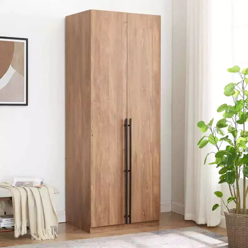 Armoire penderie 2 portes 4 étagères avec tringle et dispositif anti-basculement, 80 x 58 x 213 cm