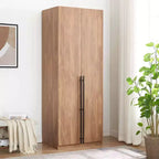Armoire penderie 2 portes 4 étagères avec tringle et dispositif anti-basculement, 80 x 58 x 213 cm