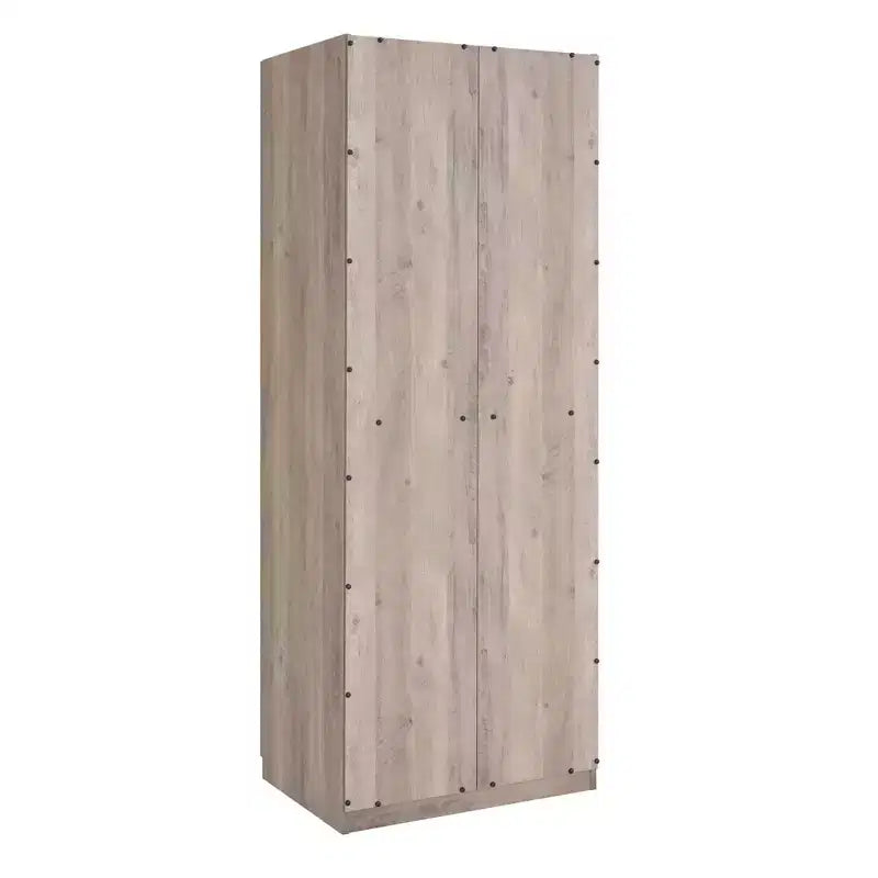 Armoire penderie 2 portes 4 étagères avec tringle et dispositif anti-basculement, 80 x 58 x 213 cm