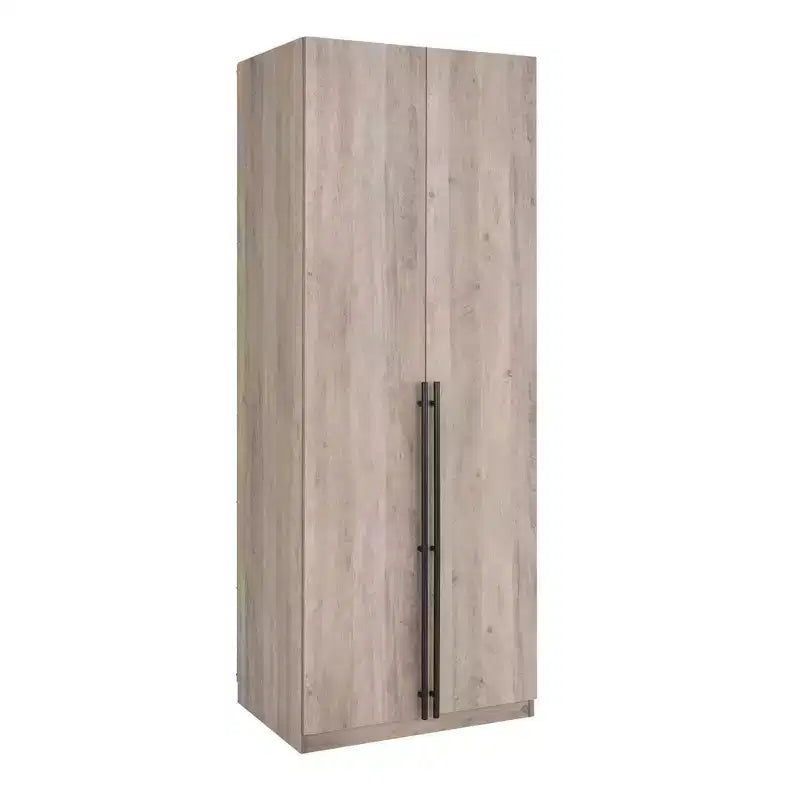 Armoire penderie 2 portes 4 étagères avec tringle et dispositif anti-basculement, 80 x 58 x 213 cm