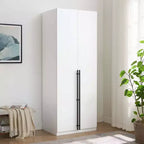 Armoire penderie 2 portes 4 étagères avec tringle et dispositif anti-basculement, 80 x 58 x 213 cm