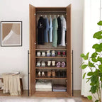 Armoire penderie 2 portes 4 étagères avec tringle et dispositif anti-basculement, 80 x 58 x 213 cm