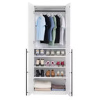 Armoire penderie 2 portes 4 étagères avec tringle et dispositif anti-basculement, 80 x 58 x 213 cm