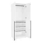 Armoire penderie 2 portes 4 étagères avec tringle et dispositif anti-basculement, 80 x 58 x 213 cm