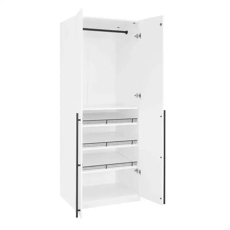 Armoire penderie 2 portes 4 étagères avec tringle et dispositif anti-basculement, 80 x 58 x 213 cm