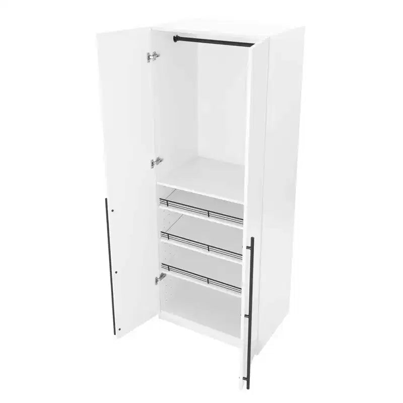 Armoire penderie 2 portes 4 étagères avec tringle et dispositif anti-basculement, 80 x 58 x 213 cm
