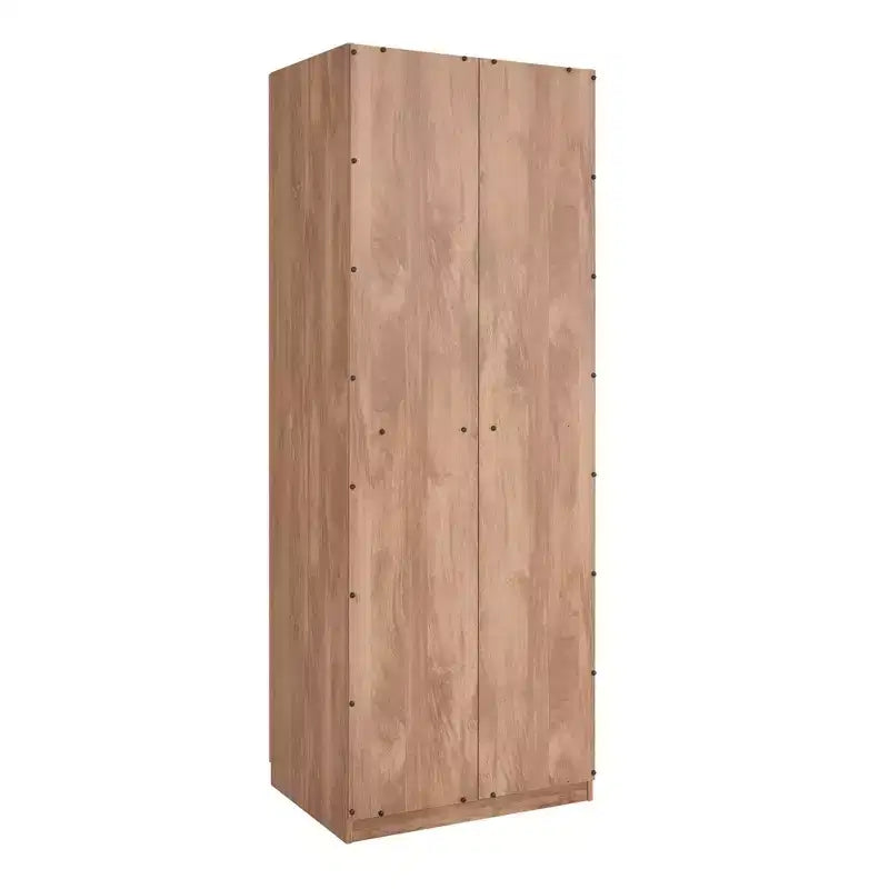 Armoire penderie 2 portes 4 étagères avec tringle et dispositif anti-basculement, 80 x 58 x 213 cm