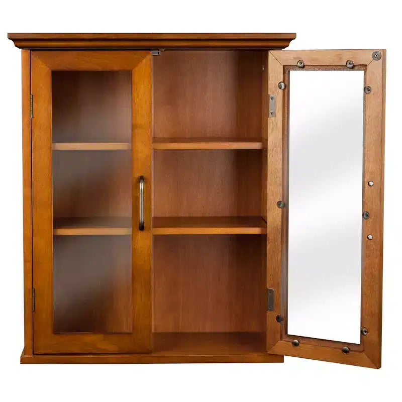 Armoire de rangement murale à 2 portes avec étagères réglables et poignées en laiton antique, 20,5"x8,5"x24"