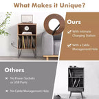 Meuble tour de disques 3 niveaux avec station de charge, 4 séparateurs de vinyles et gestion des câbles