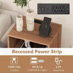 Meuble tour de disques 3 niveaux avec station de charge, 4 séparateurs de vinyles et gestion des câbles