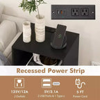 Meuble tour de disques 3 niveaux avec station de charge, 4 séparateurs de vinyles et gestion des câbles