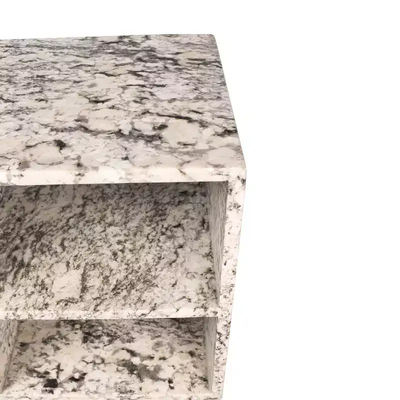 Table d'appoint en marbre naturel avec 2 étagères, faite à la main, carrée moderne, 40,6 x 40,6 x 50,8 cm, beige