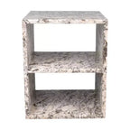 Table d'appoint en marbre naturel avec 2 étagères, faite à la main, carrée moderne, 40,6 x 40,6 x 50,8 cm, beige