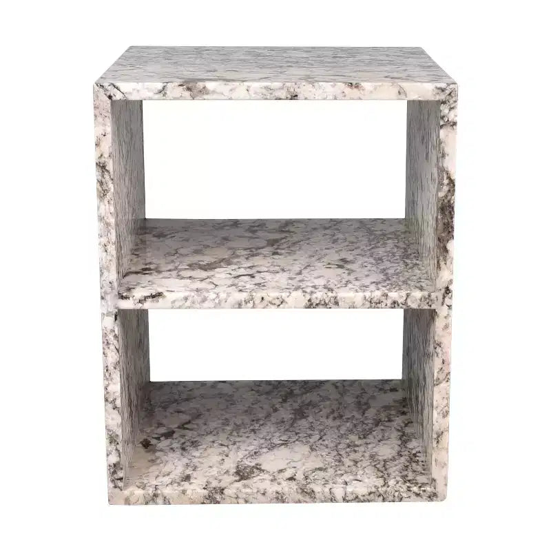Table d'appoint en marbre naturel avec 2 étagères, faite à la main, carrée moderne, 40,6 x 40,6 x 50,8 cm, beige