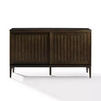 Buffet moderne du milieu du siècle de 137 cm avec portes coulissantes, étagères réglables et gestion des câbles