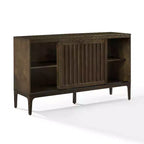 Buffet moderne du milieu du siècle de 137 cm avec portes coulissantes, étagères réglables et gestion des câbles