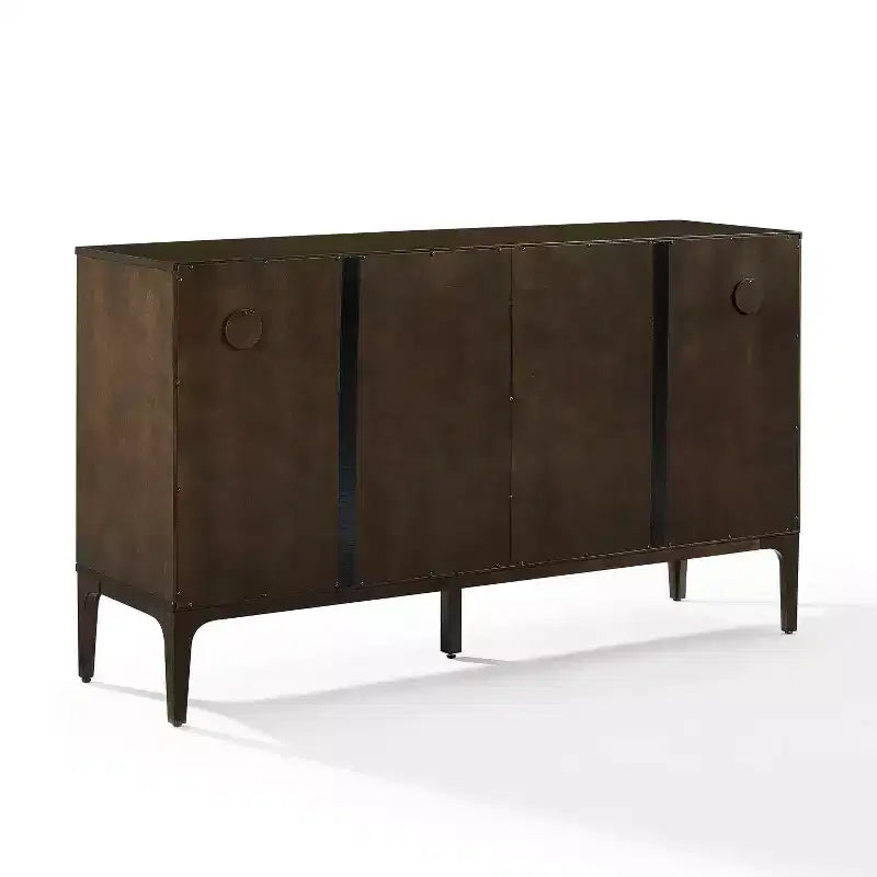 Buffet moderne du milieu du siècle de 137 cm avec portes coulissantes, étagères réglables et gestion des câbles