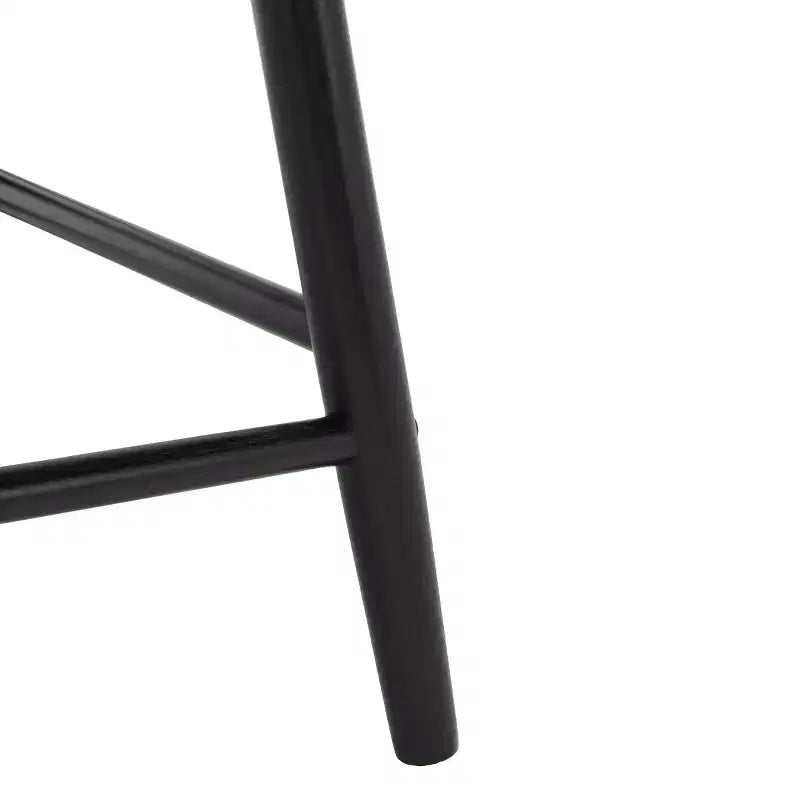 Tabouret de comptoir pivotant, cadre en bois d'hévéa, sans accoudoirs, dossier bas avec repose-pieds, noir, hauteur fixe