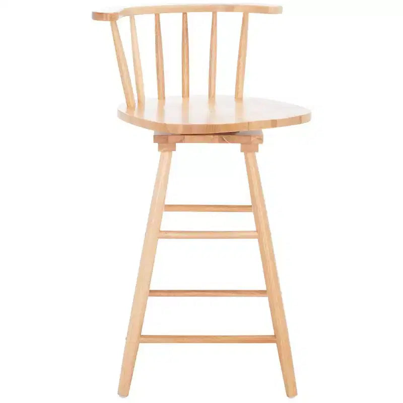 Tabouret de comptoir pivotant, cadre en bois d'hévéa, sans accoudoirs, dossier bas avec repose-pieds, noir, hauteur fixe