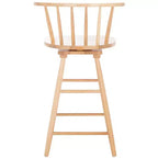 Tabouret de comptoir pivotant, cadre en bois d'hévéa, sans accoudoirs, dossier bas avec repose-pieds, noir, hauteur fixe